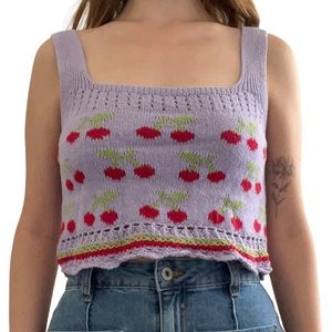 Zara Crochet Cropped Cherry Tank